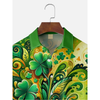 Maxcorners St. Patrick'S Day Pot of Gold Four Leaf Clover Hawaiian Golf Shirt, Tropical Vibe Men's Golf Shirt