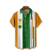 Maxcorners St. Patrick's Day Shamrock Green Orange White Hawaiian Golf Shirt, Tropical Vibe Men's Golf Shirt