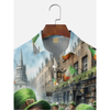 Maxcorners St. Patrick's Day Funny Gnome Beer Hawaiian Golf Shirt, Shamrock Golf Shirts, Men's Golf Shirt