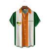 Maxcorners Orange And Green St. Patrick's Day Lucky Clover Hawaiian Golf Shirt, Tropical Vibe Men's Golf Shirt