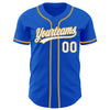 Maxcorners Custom Thunder Blue White-Old Gold Authentic Baseball Jersey LM2605