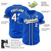 Maxcorners Custom Thunder Blue White-Old Gold Authentic Baseball Jersey LM2605