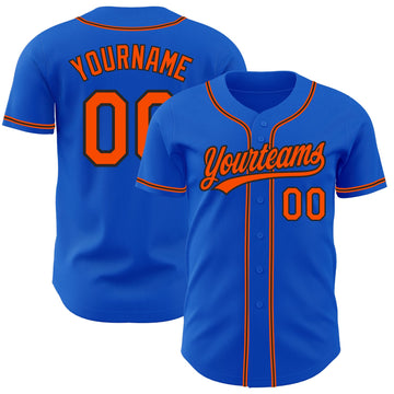 Maxcorners Custom Thunder Blue Orange-Black Authentic Baseball Jersey LM2605