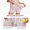 Maxcorners Pickleball Sleeveless Zipper Sports Dress Set Pastel Blue Floral Perfume Bottle Print