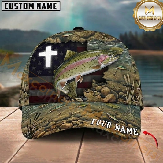Maxcorners Faith Inspired Angler Custom Name Fishing Cap