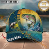 Maxcorners Ocean Blue Gold Splash Custom Name Fishing Cap