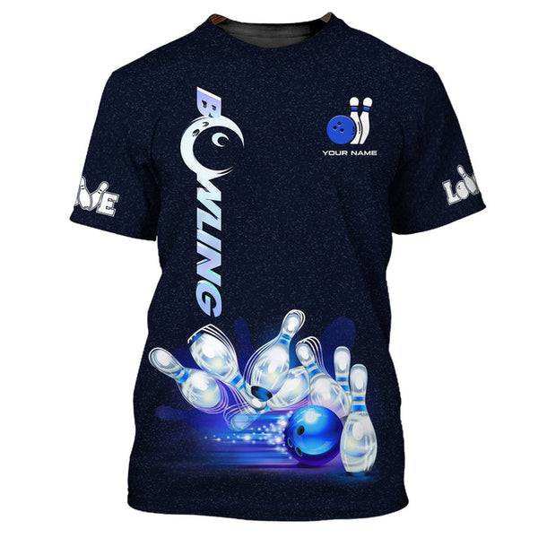 Maxcorners Custom Name Bowling Sport Galaxy 3D Unisex Shirt