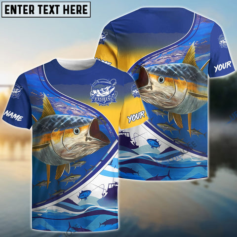 Maxcorners Personalized Tuna Fishing Scales Blue Camo 3D Shirt