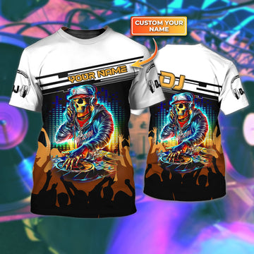 Maxcorners DJ Skull Personalized 3D All Over Printed Shirt