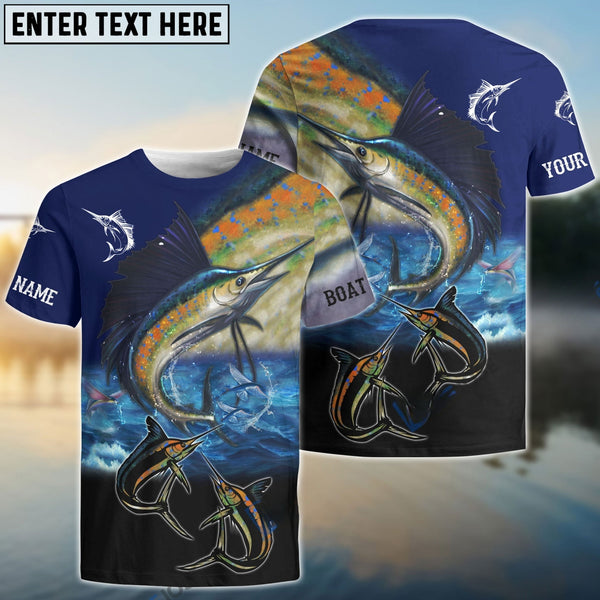 Maxcorners Sailfish Fishing Customize Name, Boat Name 3D Shirts