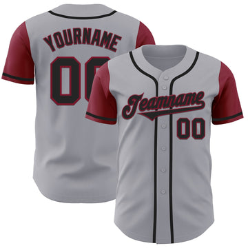 Maxcorners Custom Gray Black-Crimson Authentic Two Tone Baseball Jersey LM2605