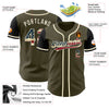 Maxcorners Custom Black Old Gold 3D American Flag Skull Patriotic Premium Baseball Jerseys LM0210