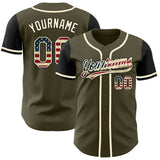 Maxcorners Custom Black Old Gold 3D American Flag Skull Patriotic Premium Baseball Jerseys LM0210