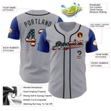 Maxcorners Custom Black Olive Camo USA Flag-City Cream Premium Baseball Jersey LM0210