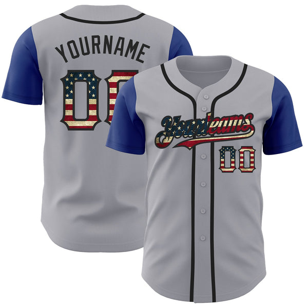 Maxcorners Custom Black Olive Camo USA Flag-City Cream Premium Baseball Jersey LM0210