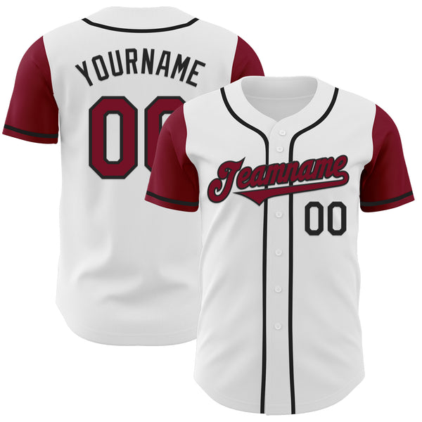 Maxcorners Custom White Crimson-Black Authentic Two Tone Baseball Jersey
 LM0609