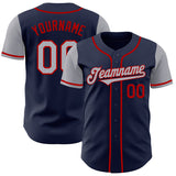 Maxcorners Custom Navy Gray-Red Authentic Two Tone Baseball Jersey
 LM0609