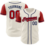 Maxcorners Custom Cream Red-Navy Authentic Two Tone Baseball Jersey
 LM0609