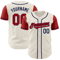 Maxcorners Custom Cream Red-Navy Authentic Two Tone Baseball Jersey LM0609