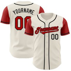 Maxcorners Custom Cream Red-Black Authentic Two Tone Baseball Jersey LM0609