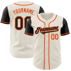 Maxcorners Custom Cream Black-Orange Authentic Two Tone Baseball Jersey
 LM0609