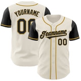 Maxcorners Custom Cream Black-Old Gold Authentic Two Tone Baseball Jersey
 LM0609
