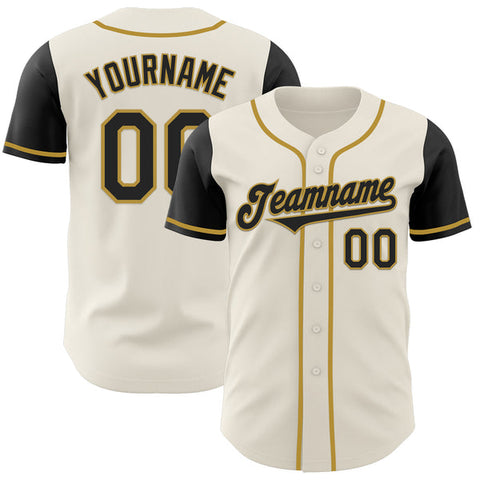 Maxcorners Custom Cream Black-Old Gold Authentic Two Tone Baseball Jersey
 LM0609