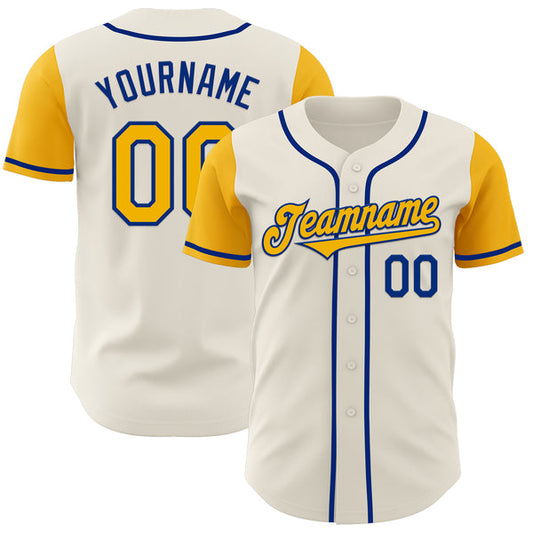 Maxcorners Custom Cream Gold-Royal Authentic Two Tone Baseball Jersey LM0609
