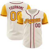 Maxcorners Custom Cream Gold-Crimson Authentic Two Tone Baseball Jersey
 LM0609