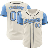 Maxcorners Custom Cream Light Blue-Steel Gray Authentic Two Tone Baseball Jersey
 LM0609