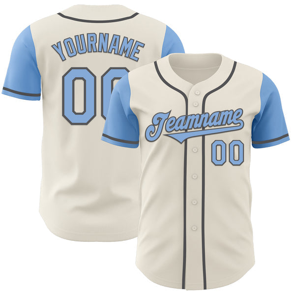 Maxcorners Custom Cream Light Blue-Steel Gray Authentic Two Tone Baseball Jersey
 LM0609
