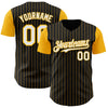 Maxcorners Custom Black Gold Pinstripe White Authentic Two Tone Baseball Jersey LM2605