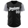 Maxcorners Custom Black Gray Pinstripe White Authentic Two Tone Baseball Jersey LM2605