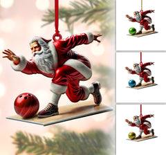 Maxcorners Santa Bowling, Personalize Bowling Ornament, Christmas Gift For Bowling Lovers