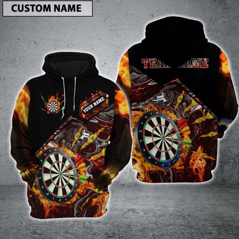Maxcorners Smoky Fire Darts Personalized Name And Team Name 3D Shirt