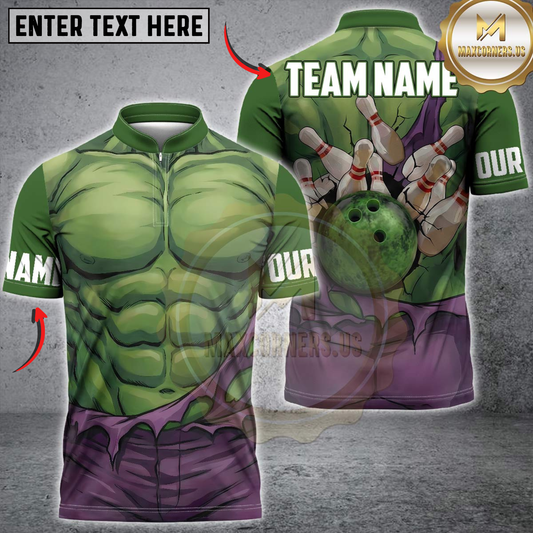 Maxcorners Bowling Muscle Strike Personalized Name 3D Unisex Shirt