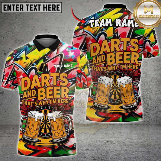 Maxcorners Darts And Beer Graffiti Personalized Name 3D Unisex Shirt