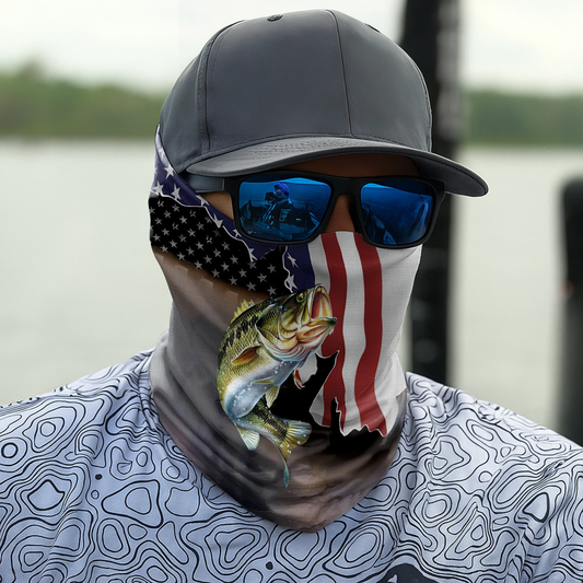 Maxcorners Bass Fishing USA Flag Neck Gaiter