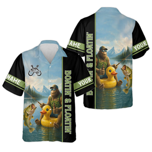 Maxcorners Boatin And Floatin, Bigfoot Fishing Shirt, Funny Fishing Shirt, SPF Shirt, Presents For Fishermen