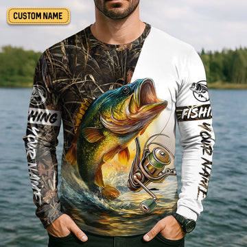 Maxcorners Camo Fishing Shirt, Fish Button Up Shirt, Fisherman Gift, UV Protection Clothing, Bass Fishing