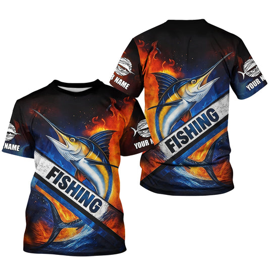 Maxcorners Swordfish Logo Fishing UPF Shirts, Long Sleeve Fishing Shirts, Hooded Fishing Shirt