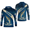 Maxcorners Swordfish Logo Hooded UPF Shirt, Fish Button Up Shirt, Fisherman Outfit, Presents For Fishermen