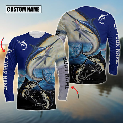 Maxcorners Marlin Fishing Customize Name 3D Shirts