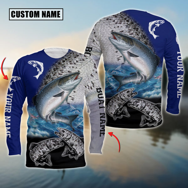 Maxcorners Chinook Salmon Fishing Customize Name 3D Shirts