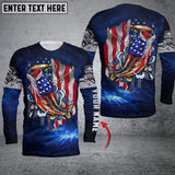 Maxcorners Personalized Bass Fishing 3D American Flag Patriotic Shirts