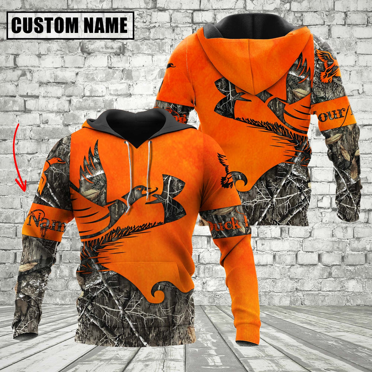 Maxcorners Custom Name Orange Duck Hunting Apparels