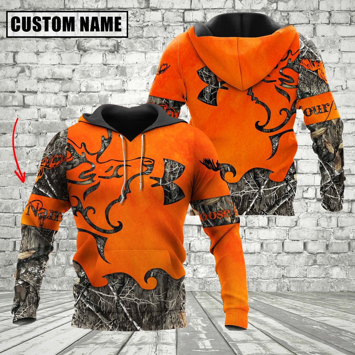 Maxcorners Custom Name Orange Moose Hunting Apparels