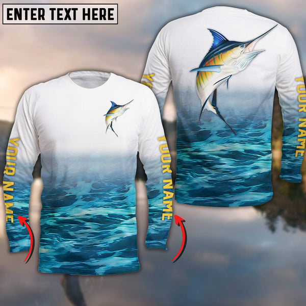 Maxcorners Blue Marlin Customize Name 3D Shirts