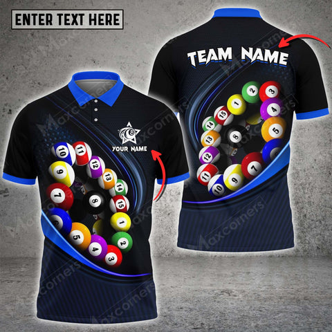 Maxcorners Personalized Team Name Billiard Ball Player Polo Shirt