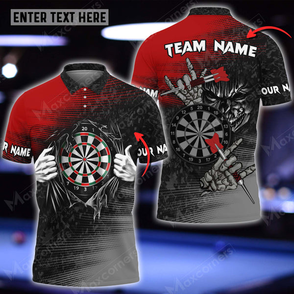 Maxcorners Darts Skull Personalized Name 3D Shirt